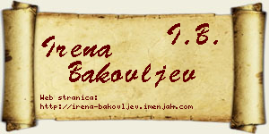 Irena Bakovljev vizit kartica